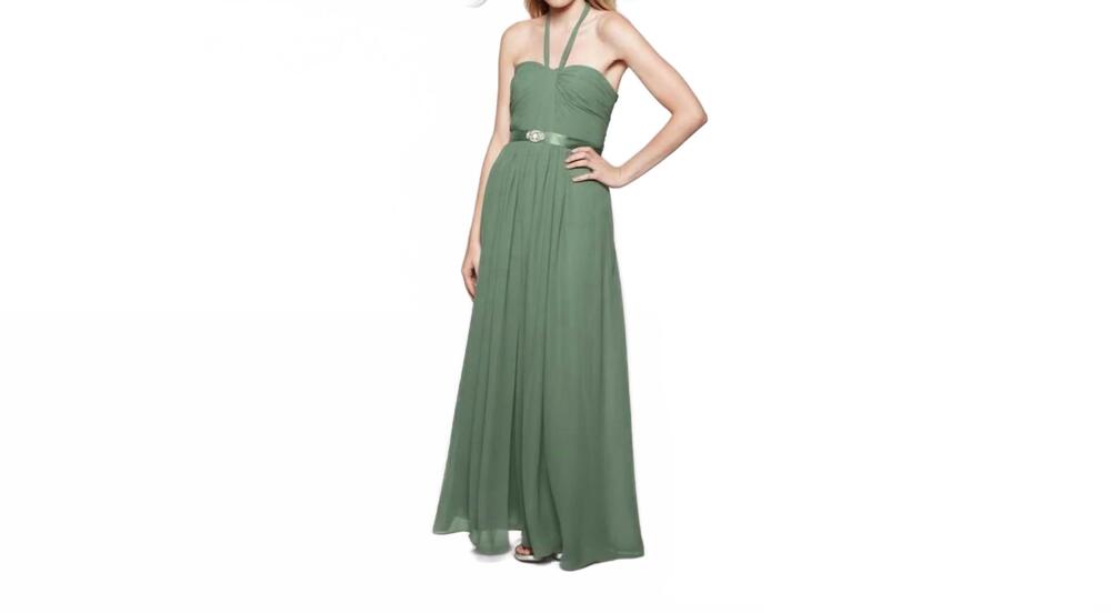 NEW LAST DRESS stellar nights halter neck gown in sage